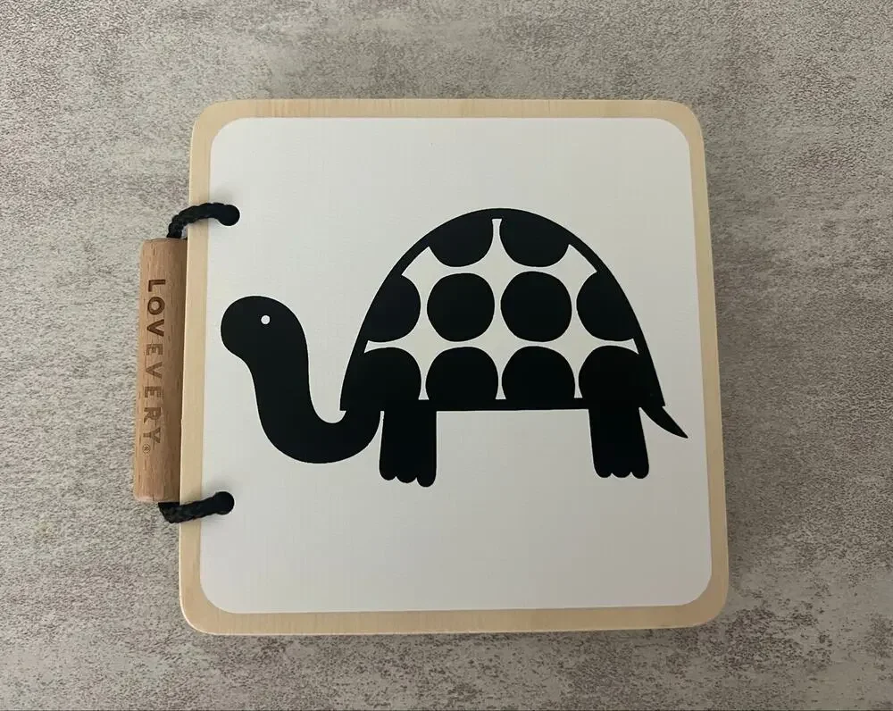 Lovevery Wooden Book From the Looker Montessori Play Kit B&W High Contrast